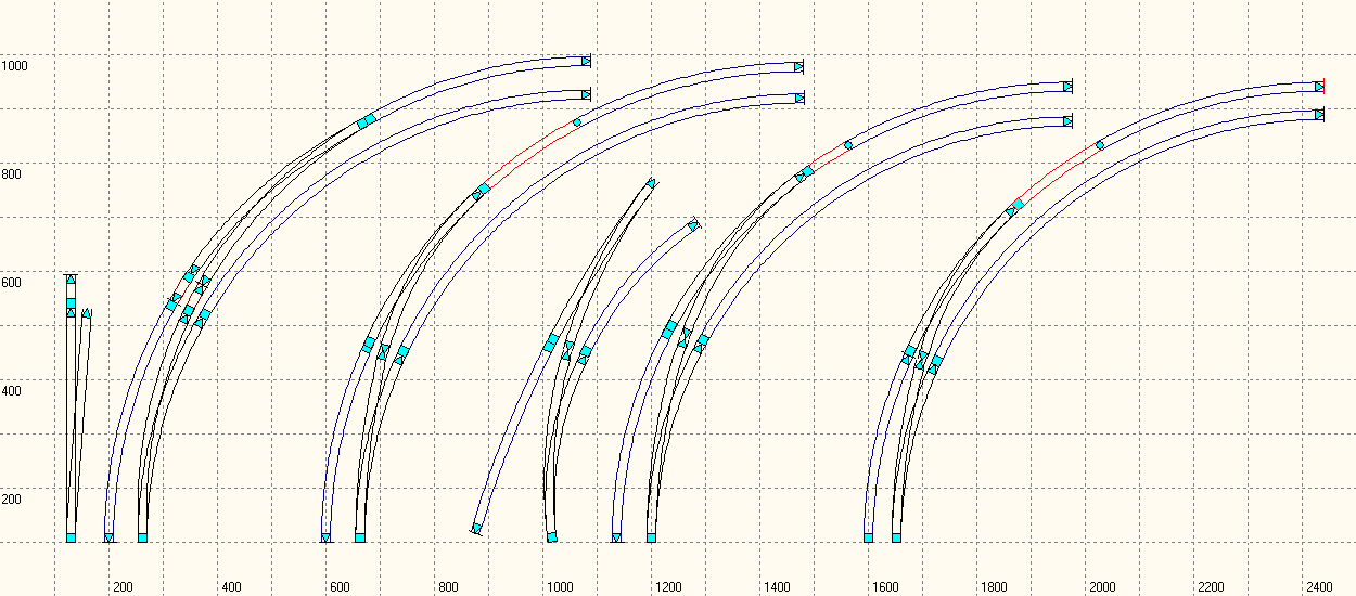 Abb. 11: Vergleich von verschiedenen Gleisverbindungen mit Bogenweichen