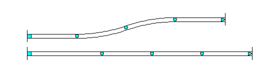 Modul mit zwei Gleisen und jeweils mehreren Bögen